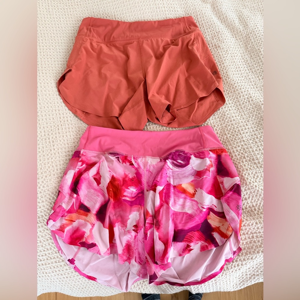 Lot of 2 Athleta Women's RAthletic Shorts Set - Pink Floral, Coral